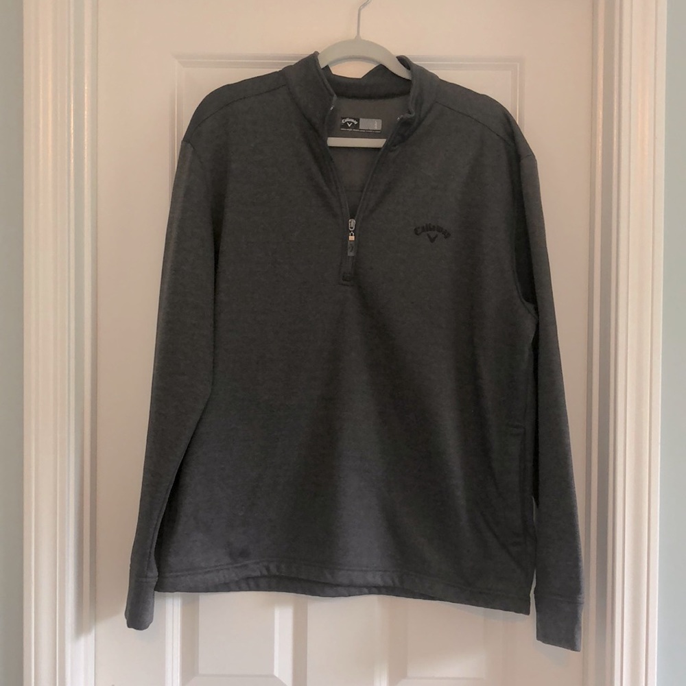 Grey Calloway fleece-lined pullover with pockets - L